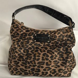 Kate Spade satin small hobo leopard bag